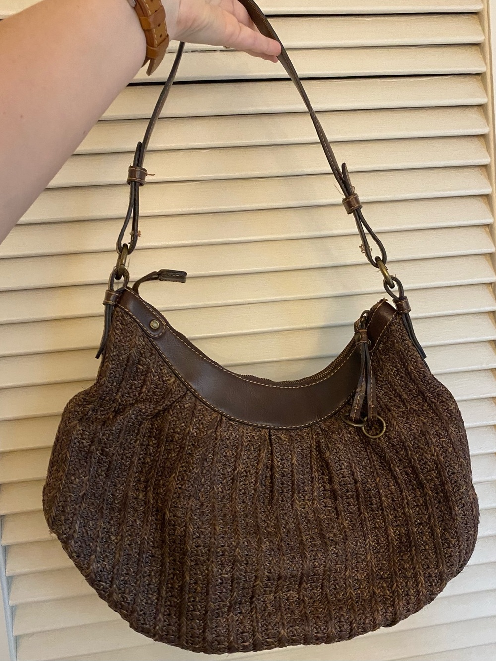 Vintage Woven Fossil Shoulder Bag